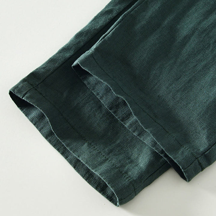 Buddha Stones Fall Solid Drawstring Elastic Waist Men's Linen Ankle-Length Pants With Pockets - image 29