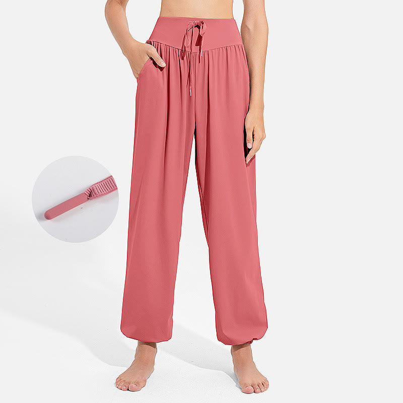 Buddha Stones Plain Drawstring Elastic Waist Design Women's Harem Pants Sports Yoga Sweatpants With Pockets - Salmon - US8-10，UK/AU12-14，EU40-42 (2XL) - image 25