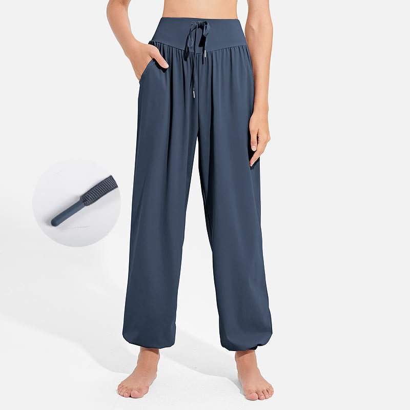 Buddha Stones Plain Drawstring Elastic Waist Design Women's Harem Pants Sports Yoga Sweatpants With Pockets - SteelBlue - US8-10，UK/AU12-14，EU40-42 (2XL) - image 21