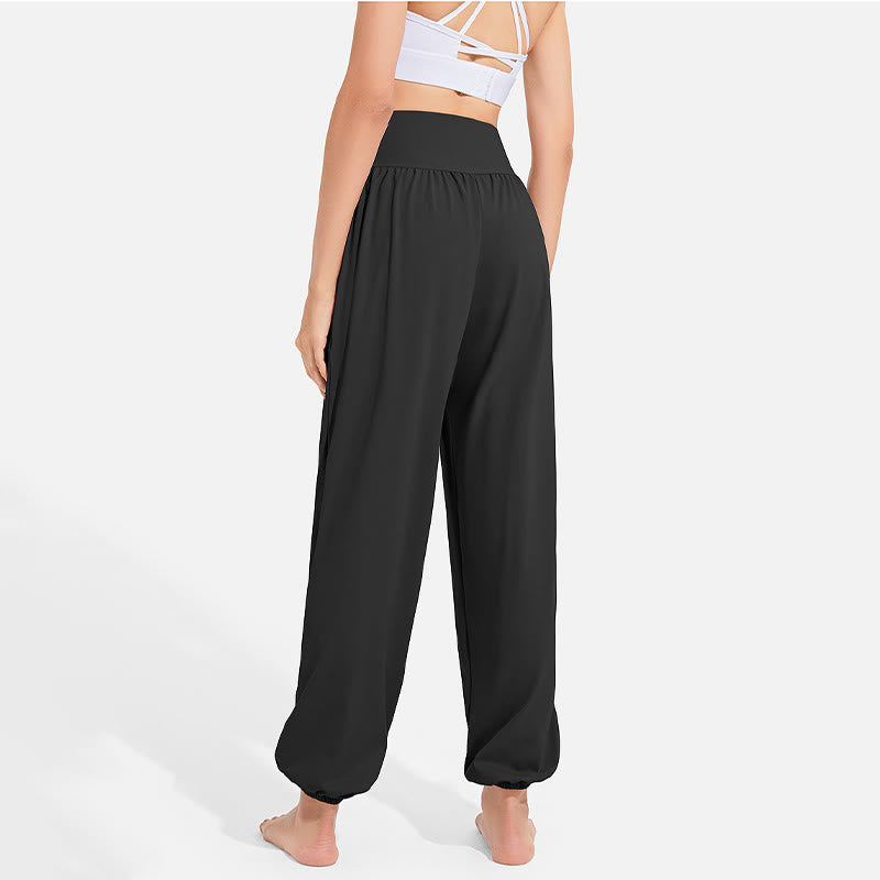 Buddha Stones Plain Drawstring Elastic Waist Design Women's Harem Pants Sports Yoga Sweatpants With Pockets - image 6