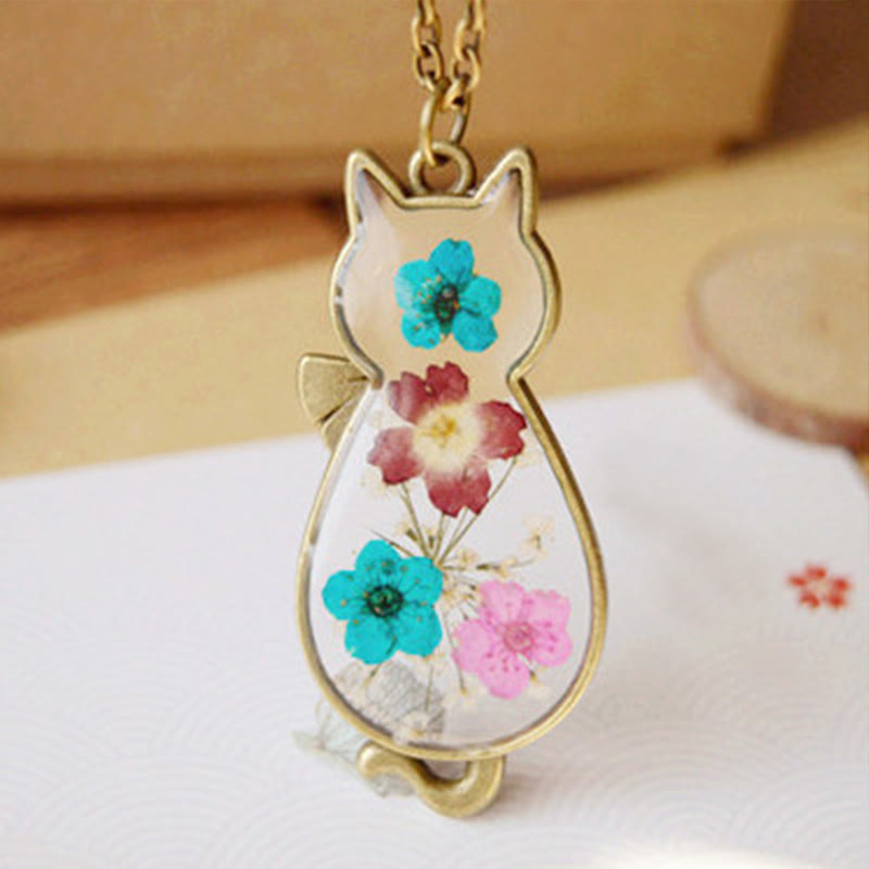 Buddha Stones Handcrafted Resin Dripping Cute Cat Copper Luck Healing Necklace Pendant - Cat - image 0