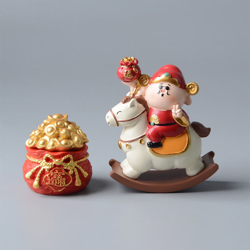 Buddha Stones Year Of The Horse God of Wealth Money Bag Success Prosperity Desk Decoration - image 15