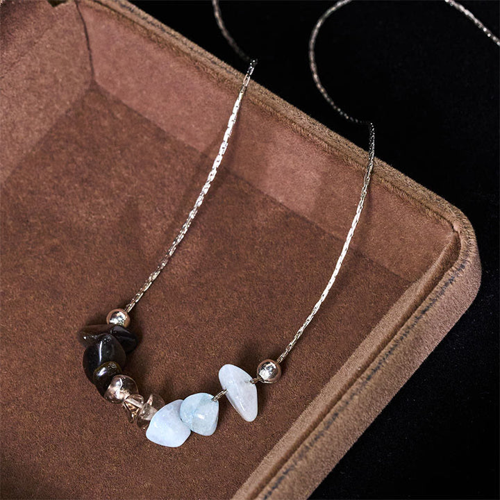 Buddha Stones Black Obsidian Smoky Quartz Garnet Aquamarine Strawberry Quartz Pink Crystal Strength Necklace Pendant - image 2