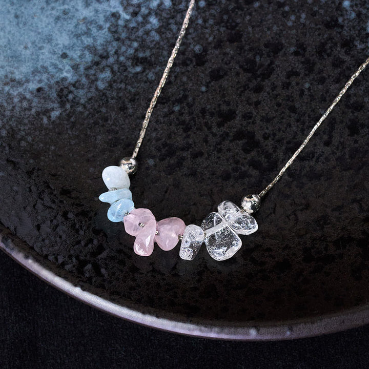 Buddha Stones Black Obsidian Smoky Quartz Garnet Aquamarine Strawberry Quartz Pink Crystal Strength Necklace Pendant - image 9