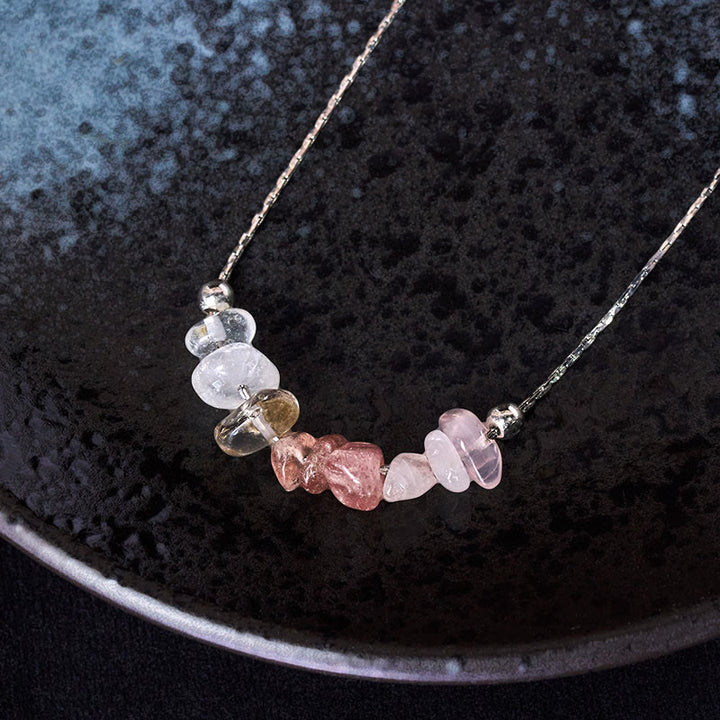 Buddha Stones Black Obsidian Smoky Quartz Garnet Aquamarine Strawberry Quartz Pink Crystal Strength Necklace Pendant - image 21