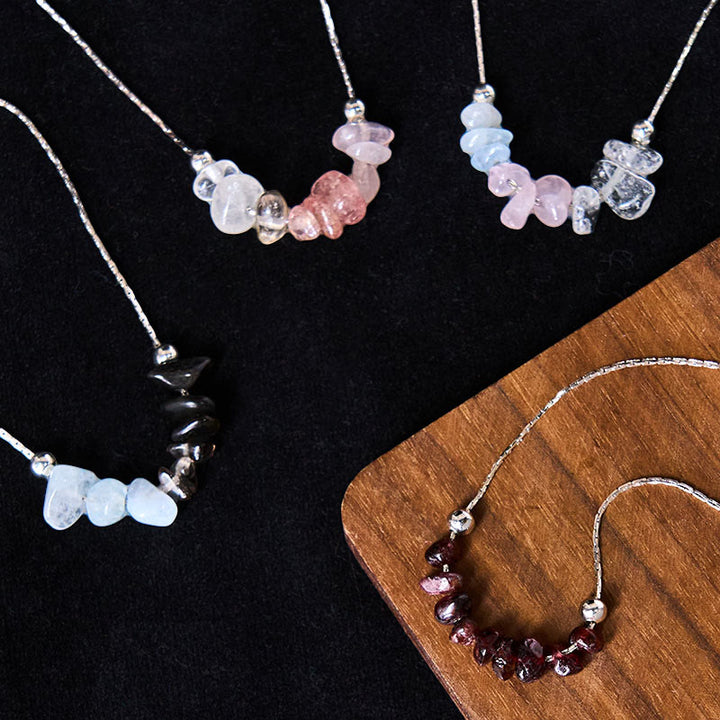 Buddha Stones Black Obsidian Smoky Quartz Garnet Aquamarine Strawberry Quartz Pink Crystal Strength Necklace Pendant - image 26