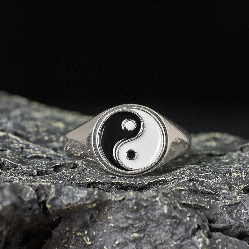 Buddha Stones Copper YinYang Adjustable Luck Ring - Copper Bagua Black(Adjustable) - image 0