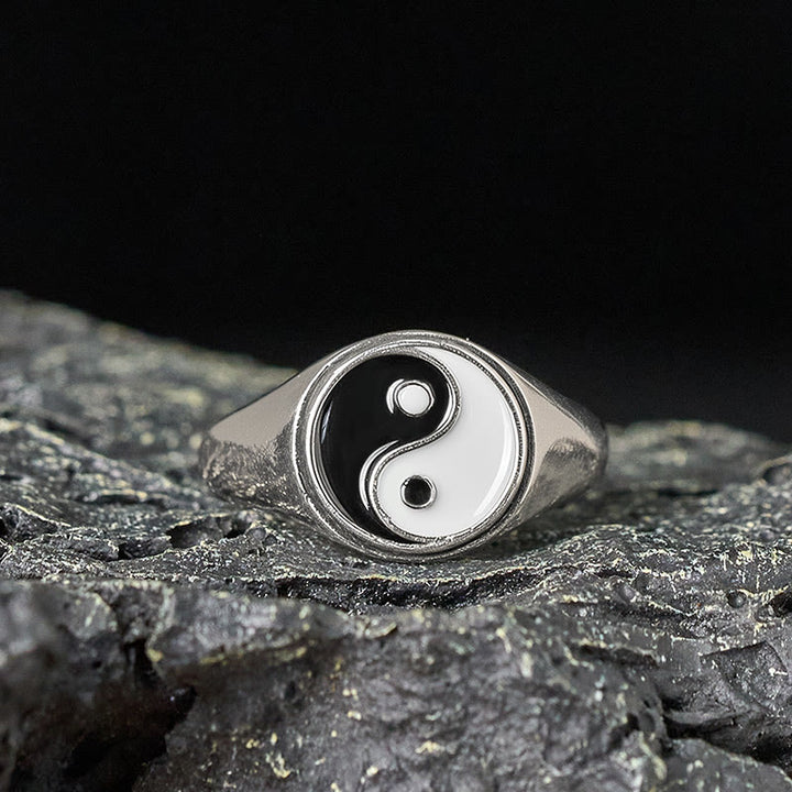 Buddha Stones Copper YinYang Adjustable Luck Ring - Copper Bagua Black(Adjustable) - image 0