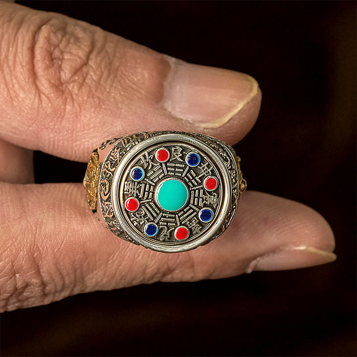 Buddha Stones Copper Bagua Copper Coins Wealth Rotatable Adjustable Ring - image 7