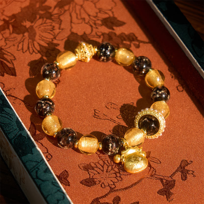 Buddha Stones Fu Character Liuli Glass Blessings Bracelet - image 3