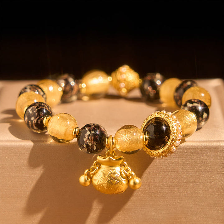 Buddha Stones Fu Character Liuli Glass Blessings Bracelet - image 1