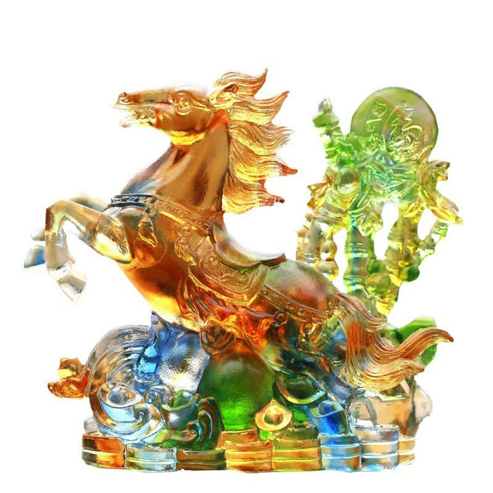 Buddha Stones Year of the Horse Handmade Horse Fu Character Liuli Crystal Art Piece Prosperity Home Office Decoration - image 6