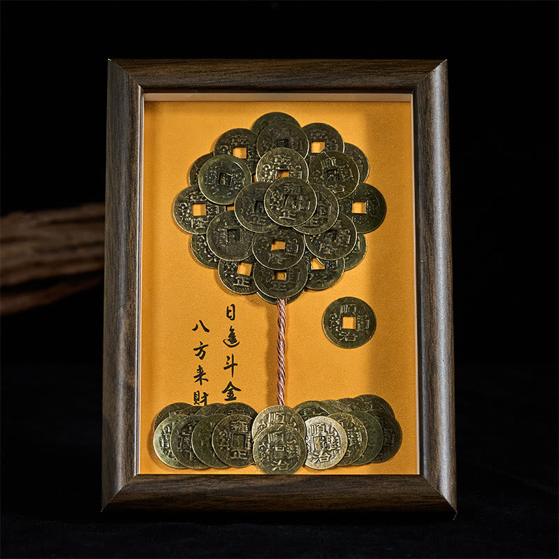 Buddha Stones Five-Emperor Coins Tree Attract Fortune Protection Photo Frame Ornament Home Decor - Five-Emperor Coins Tree - image 0