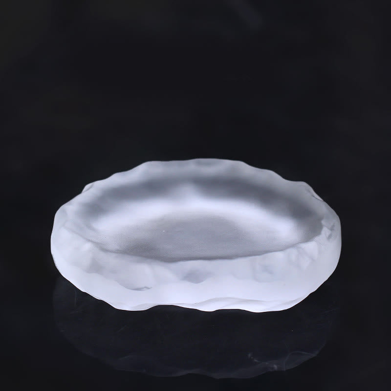 Buddha Stones Year of the Horse Lotus Pod Lotus Leaf Liuli Crystal Art Piece Home Office Energy Decoration - Wavy Edge Pad 10.5*9.5*5cm - image 6