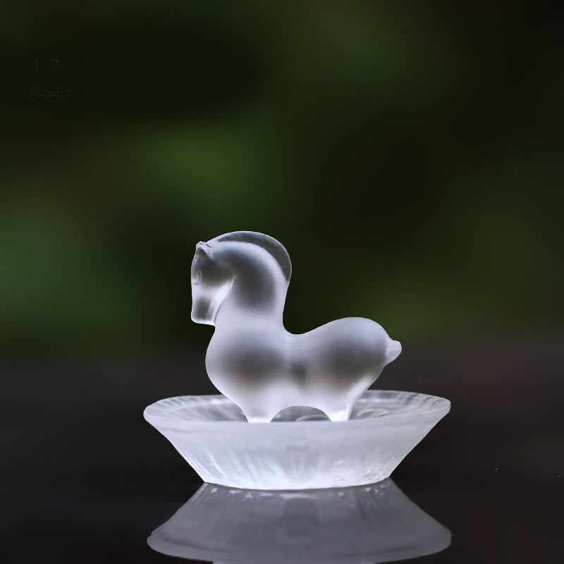 Buddha Stones Year of the Horse Lotus Pod Lotus Leaf Liuli Crystal Art Piece Home Office Energy Decoration - Horse&Lotus Pod Pad - image 11