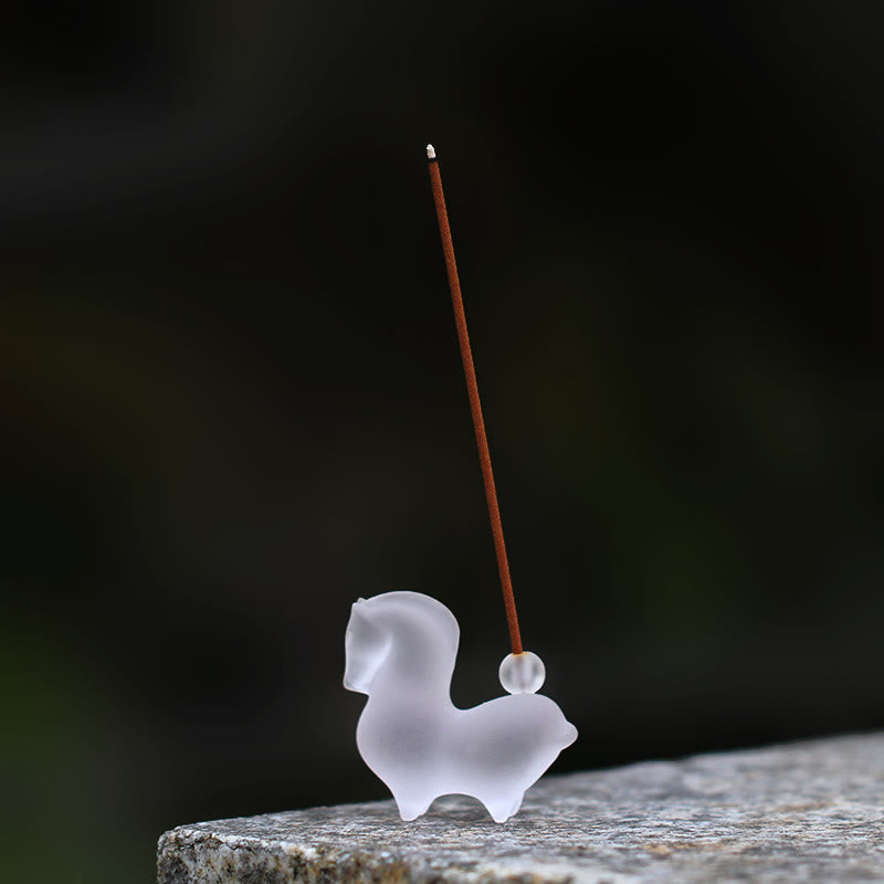 Buddha Stones Year of the Horse Lotus Pod Lotus Leaf Liuli Crystal Art Piece Home Office Energy Decoration - Horse With Incense Hole 4.5*2*4.2cm - image 17