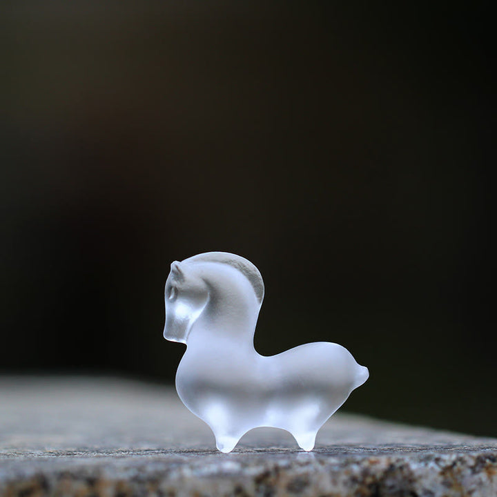 Buddha Stones Year of the Horse Lotus Pod Lotus Leaf Liuli Crystal Art Piece Home Office Energy Decoration - Horse 4.5*2*4.2cm - image 18