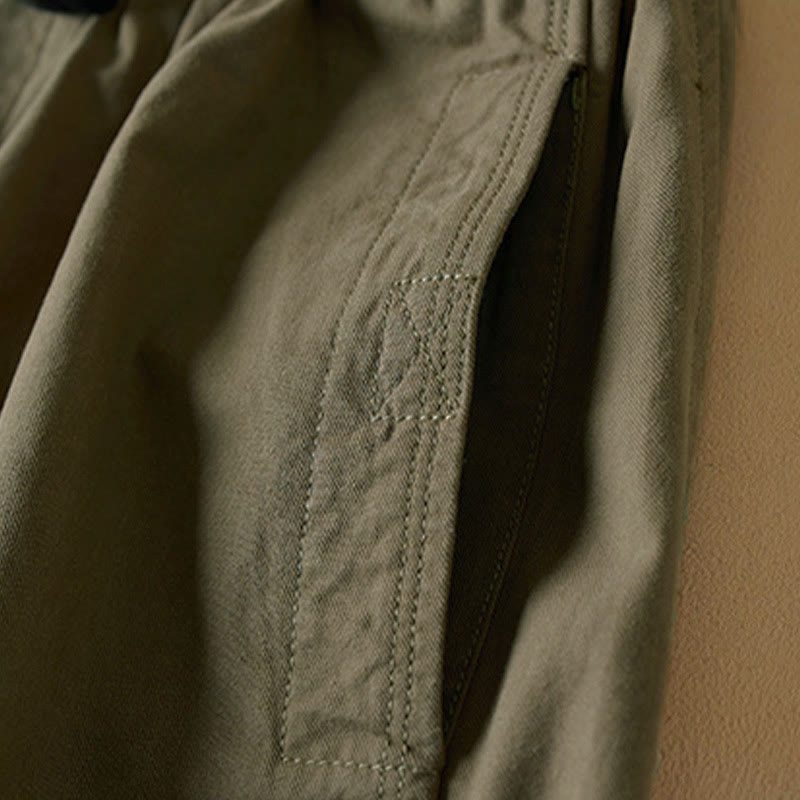 Buddha Stones Fall Drawstring 7-8 Length Cotton Women's Cargo Pants With Pockets - image 5