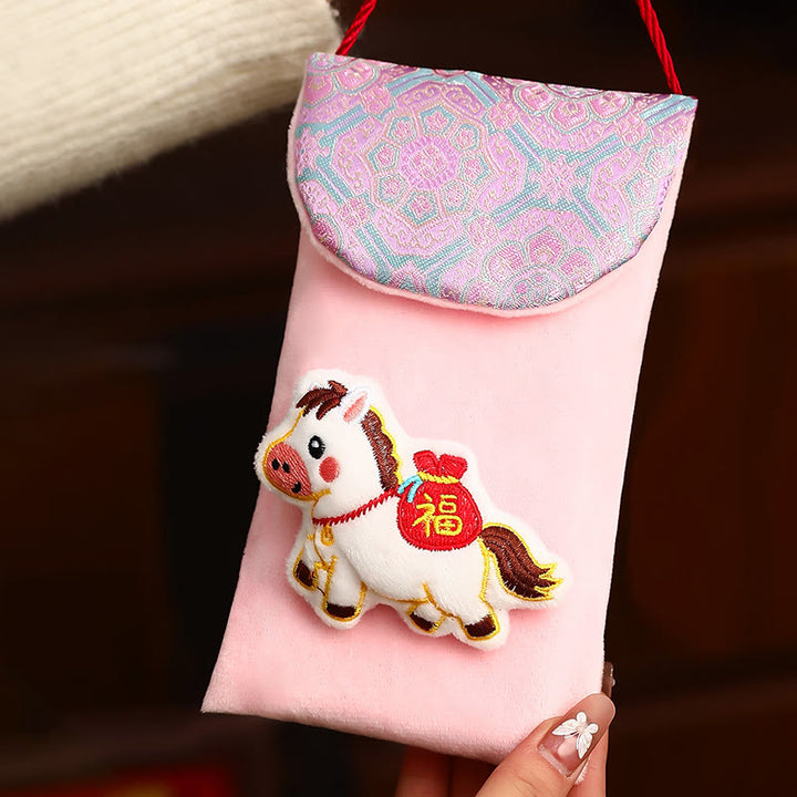 Buddha Stones Year Of The Horse 2026 New Year Fu Character Ingot Pattern Embroidery Chinese Red Envelope - image 10