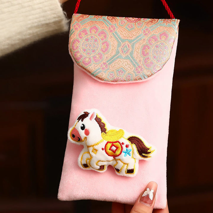 Buddha Stones Year Of The Horse 2026 New Year Fu Character Ingot Pattern Embroidery Chinese Red Envelope - image 5