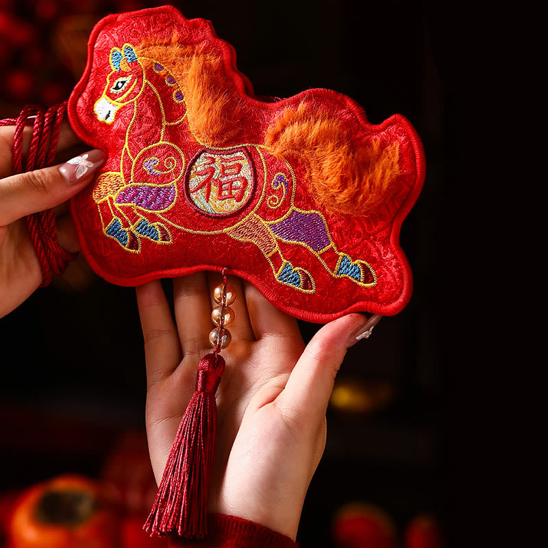 Buddha Stones Year Of The Horse 2026 New Year Fu Character Tassel Embroidery Chinese Red Envelope - image 7