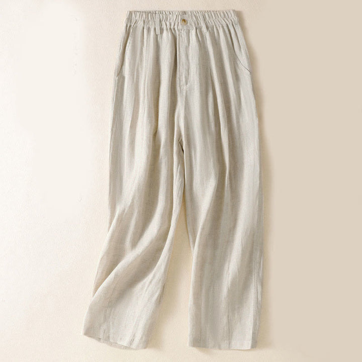 Buddha Stones Summer Button Zipper Ankle-Length Women's Pants With Pockets - Linen - US8-10，UK/AU12-14，EU40-42 (2XL) - image 33