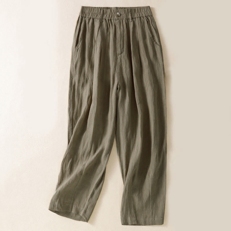 Buddha Stones Summer Button Zipper Ankle-Length Women's Pants With Pockets - Tan - US8-10，UK/AU12-14，EU40-42 (2XL) - image 21