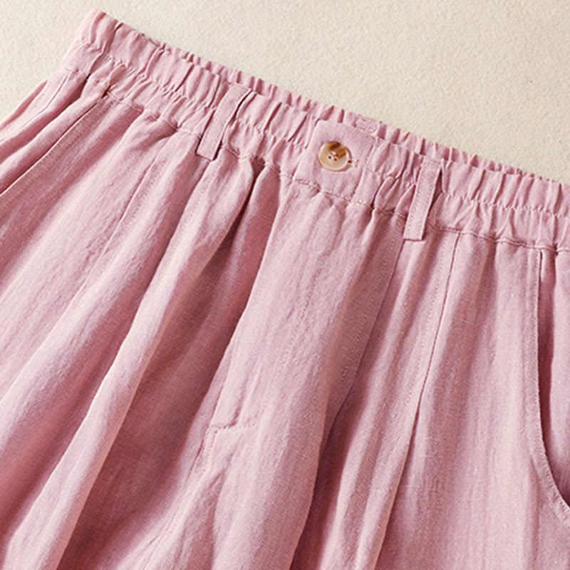 Buddha Stones Summer Button Zipper Ankle-Length Women's Pants With Pockets - image 12