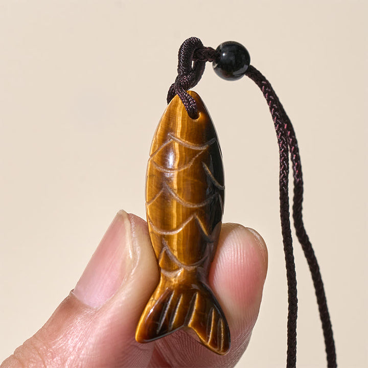 Buddha Stones Carving Koi Fish Pink Crystal Indian Agate Amethyst Warmth Prosperity Necklace Pendant - image 30