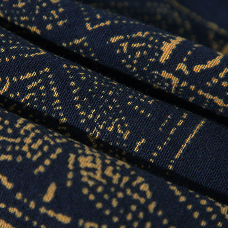 Buddha Stones Geometry Floral Stripes Butterfly Ink Open Front Half Sleeve Jacket Cotton Men's Kimono - image 8