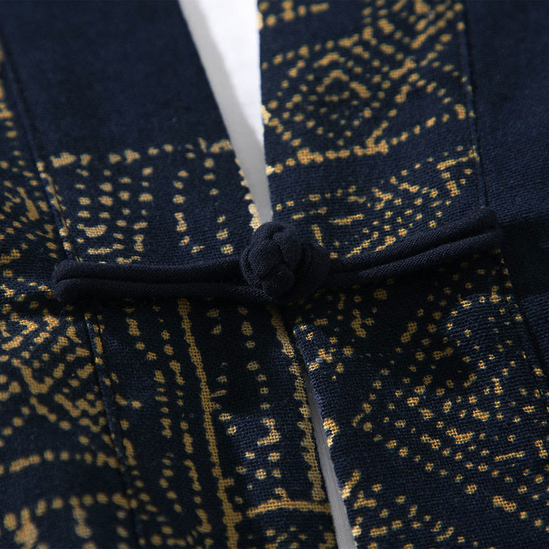 Buddha Stones Geometry Floral Stripes Butterfly Ink Open Front Half Sleeve Jacket Men's Kimono - image 5