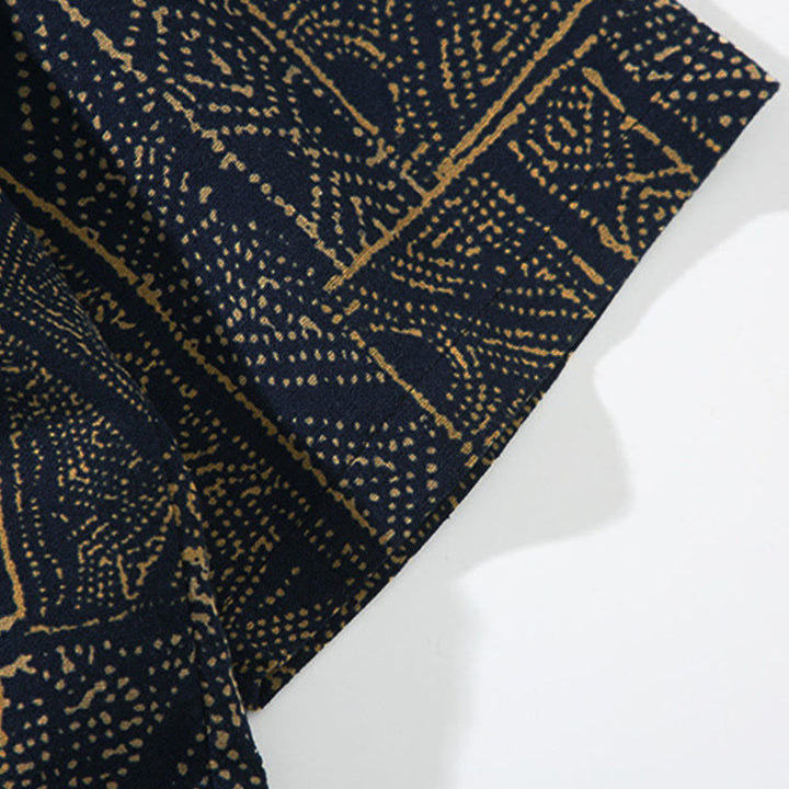 Buddha Stones Geometry Floral Stripes Butterfly Ink Open Front Half Sleeve Jacket Men's Kimono - image 7