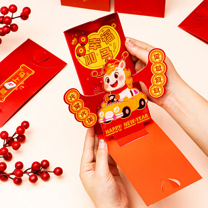 Buddha Stones Year Of The Horse 2026 New Year Fu Character Standable 6pcs Chinese Red Envelope - image 14