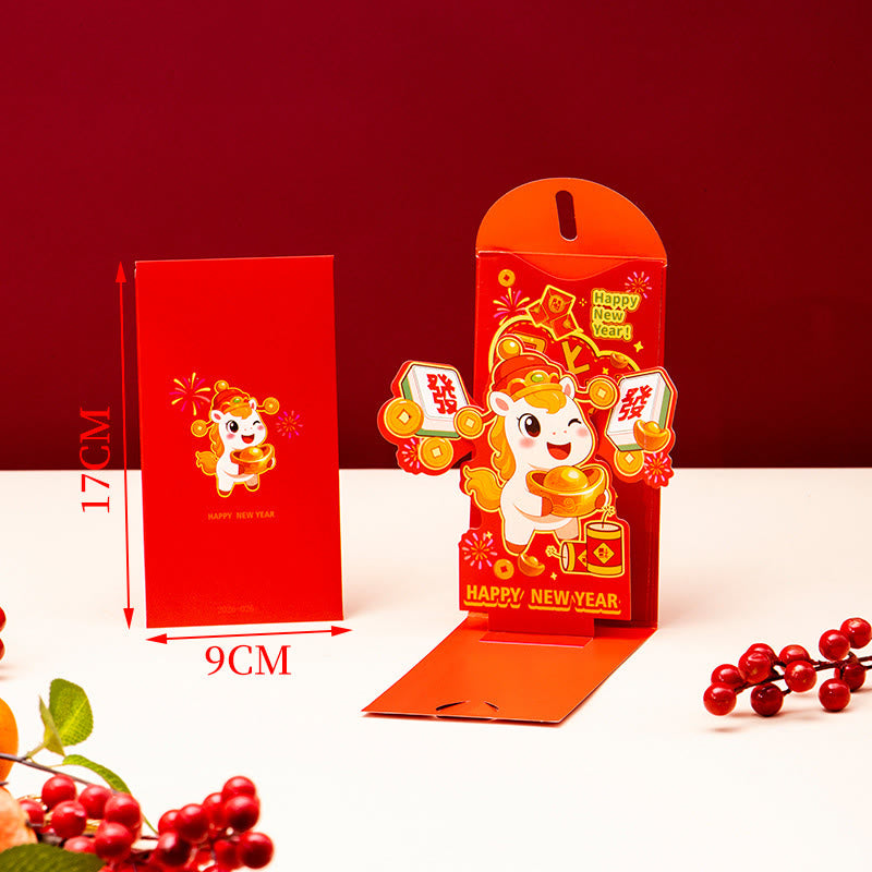 Buddha Stones Year Of The Horse 2026 New Year Fu Character Standable 6pcs Chinese Red Envelope - image 15