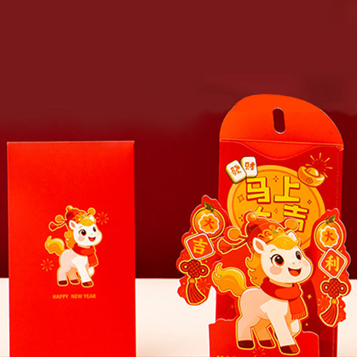 Buddha Stones Year Of The Horse 2026 New Year Fu Character Standable 6pcs Chinese Red Envelope - image 17