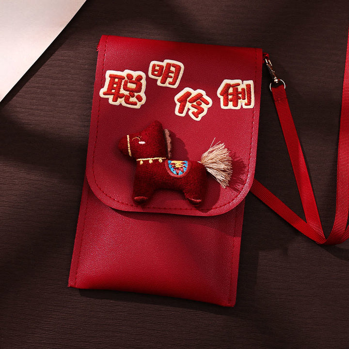 Buddha Stones Year Of The Horse 2026 New Year Intelligent Clever Crossbody Red Envelope Bag - Large Size Vertical (19*12.2cm) - image 5