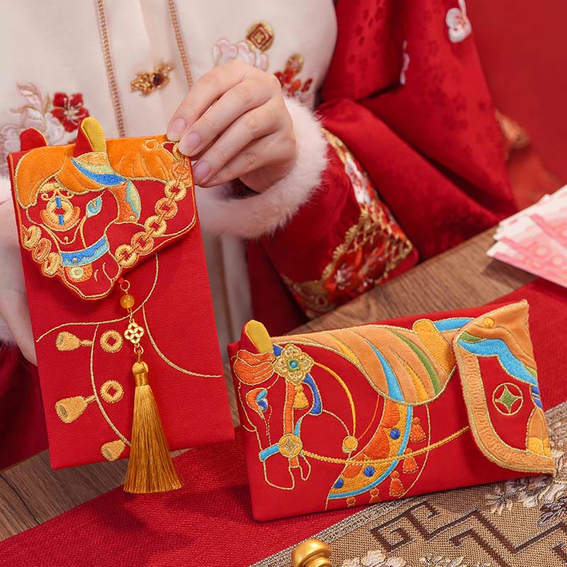 Buddha Stones Embroidery Year Of The Horse 2026 New Year Tassel Chinese Red Envelope - image 11