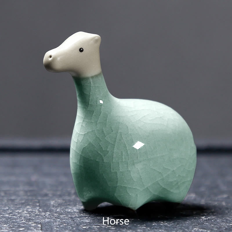 Buddha Stones Chinese Zodiac Ceramic Tea Pet Home Decoration - Khaki Horse 6.7*6.8cm - image 10