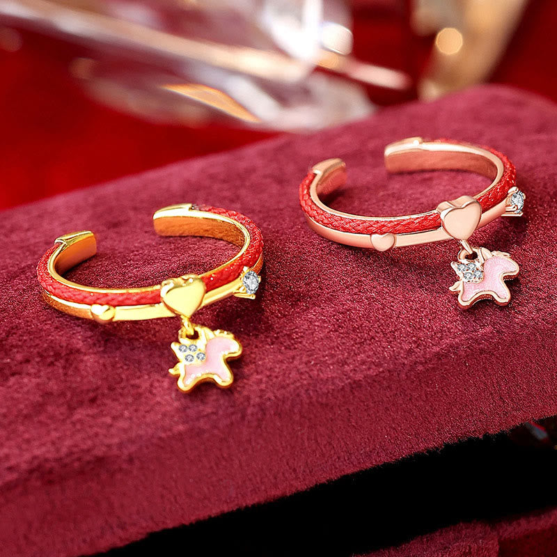 Buddha Stones Red String 925 Sterling Silver Luck Open Ring - image 2