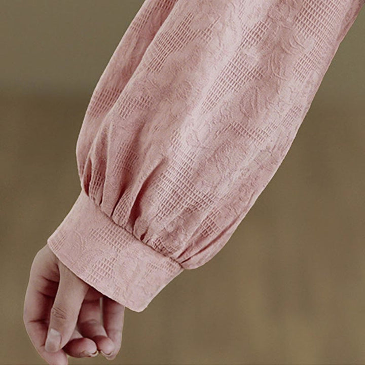 Buddha Stones Spring Traditional Floral Frog-Button Stand Collar Long Sleeve Women's Cotton Shirt - image 15