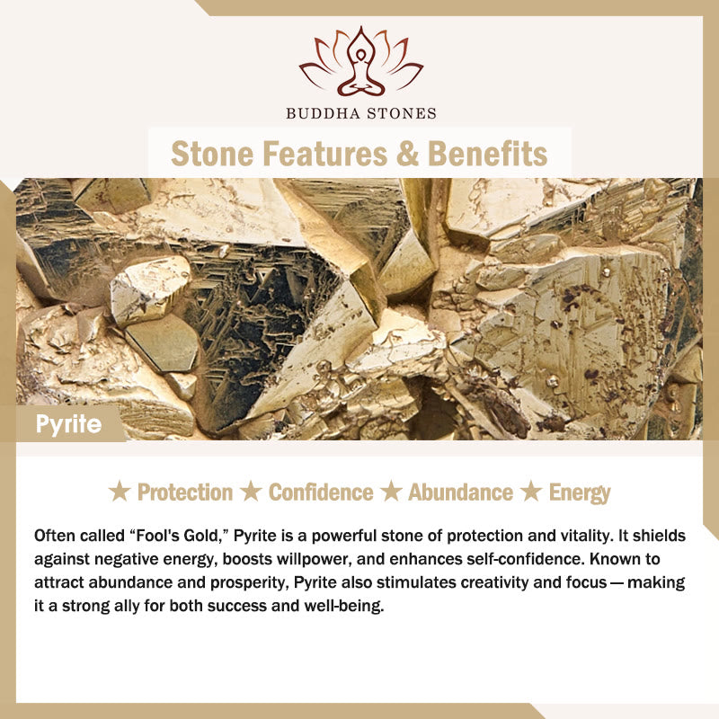 Buddha Stones Irregular Beads Pyrite Protection Confidence Bracelet - image 6