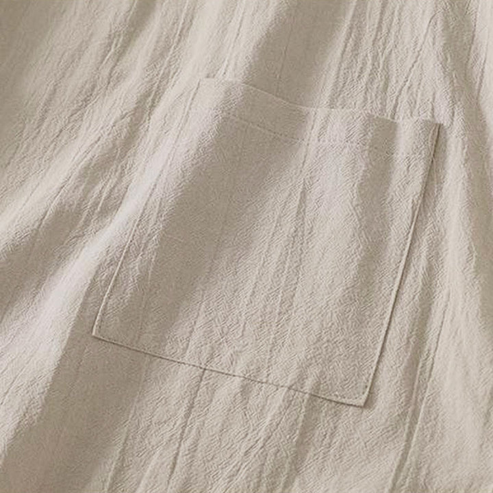 Buddha Stones Fall Plain Crew Neck Back Three Buttons Design Women's Cotton Long Sleeve Shirt - image 4