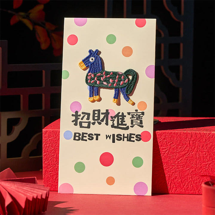 Buddha Stones Year Of The Horse 2026 New Year Embroidery Blessings Luck 6pcs Chinese Red Envelope - image 6