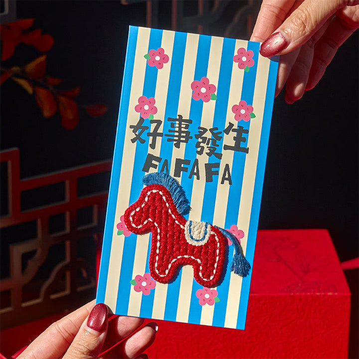 Buddha Stones Year Of The Horse 2026 New Year Embroidery Blessings Luck 6pcs Chinese Red Envelope - image 17