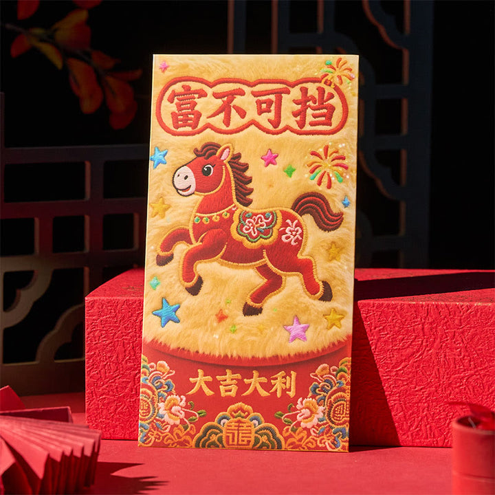 Buddha Stones Year Of The Horse 2026 New Year Good Luck 6pcs Chinese Red Envelope - image 4