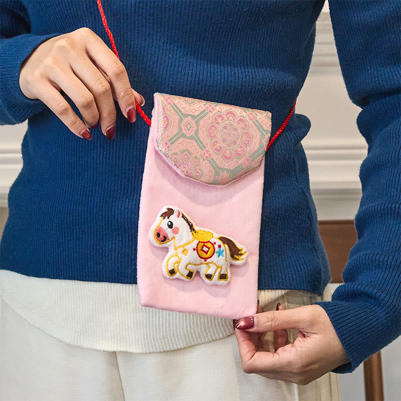 Buddha Stones Year Of The Horse 2026 New Year Fu Character Ingot Pattern Embroidery Chinese Red Envelope - image 4