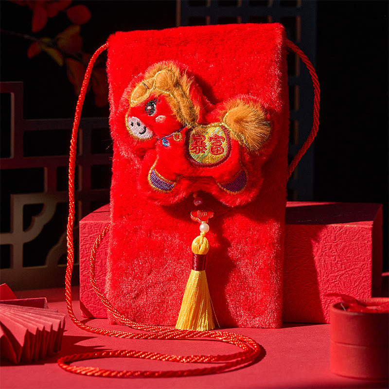 Buddha Stones Year Of The Horse 2026 New Year Fu Character Get Rich Tassel Embroidery Chinese Red Envelope - Horse Tassel Red Envelope(10.5*18.5cm) - image 0