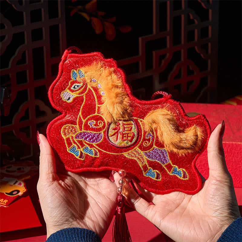 Buddha Stones Year Of The Horse 2026 New Year Fu Character Tassel Embroidery Chinese Red Envelope - image 6