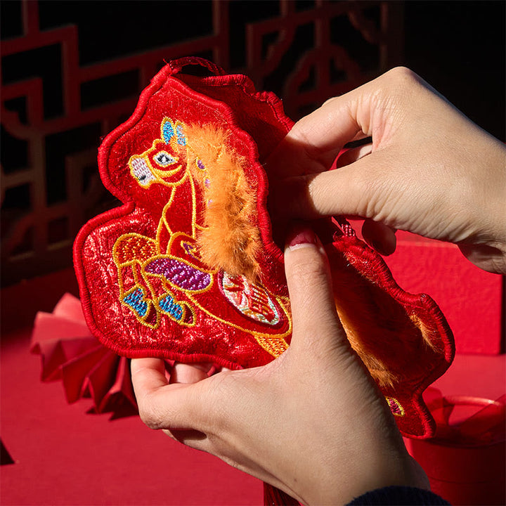 Buddha Stones Year Of The Horse 2026 New Year Fu Character Tassel Embroidery Chinese Red Envelope - image 3