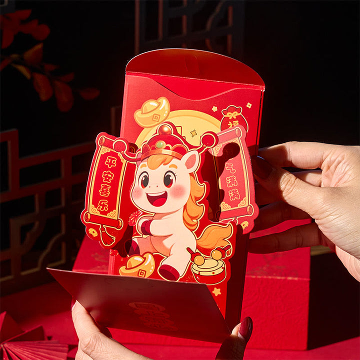 Buddha Stones Year Of The Horse 2026 New Year Fu Character Standable 6pcs Chinese Red Envelope - image 10